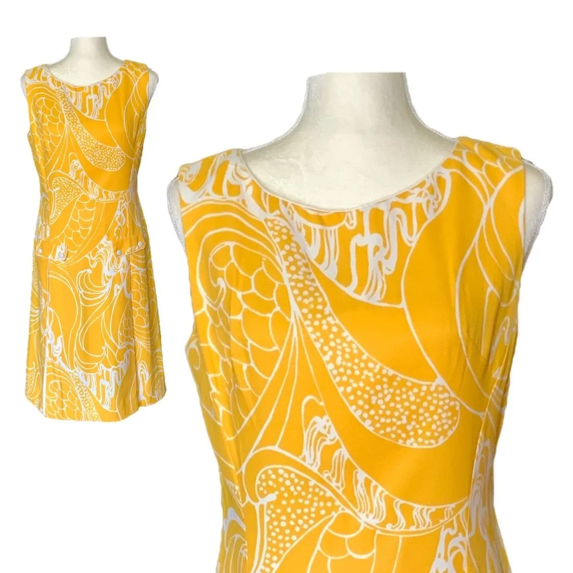 1950s Mod Dress with Yellow and White Two Tone Floral Design from Cover Girl Miami.