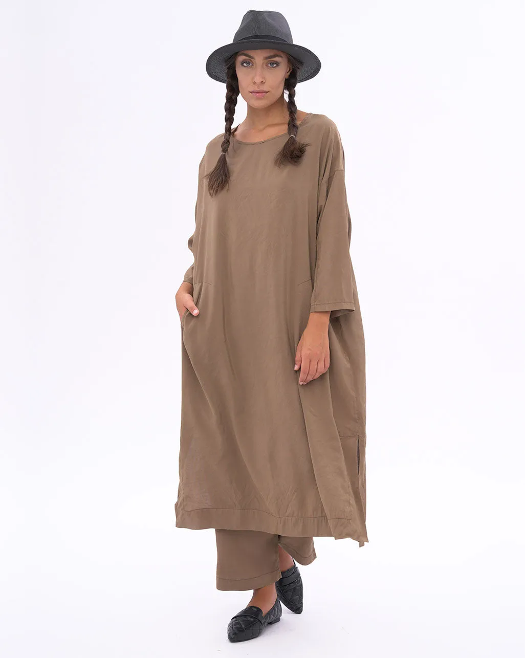 3/4 Sleeve Boat Neck T-Shirt Dress