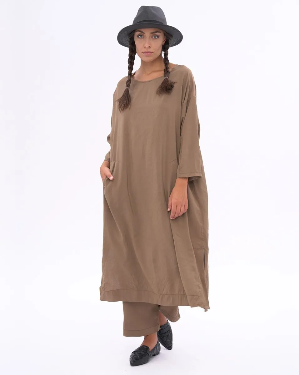 3/4 Sleeve Boat Neck T-Shirt Dress