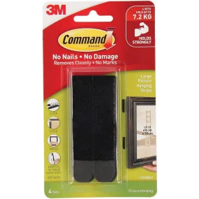 3M Command Adhesive Large Picture Hanging Strips 4 Pack - Black