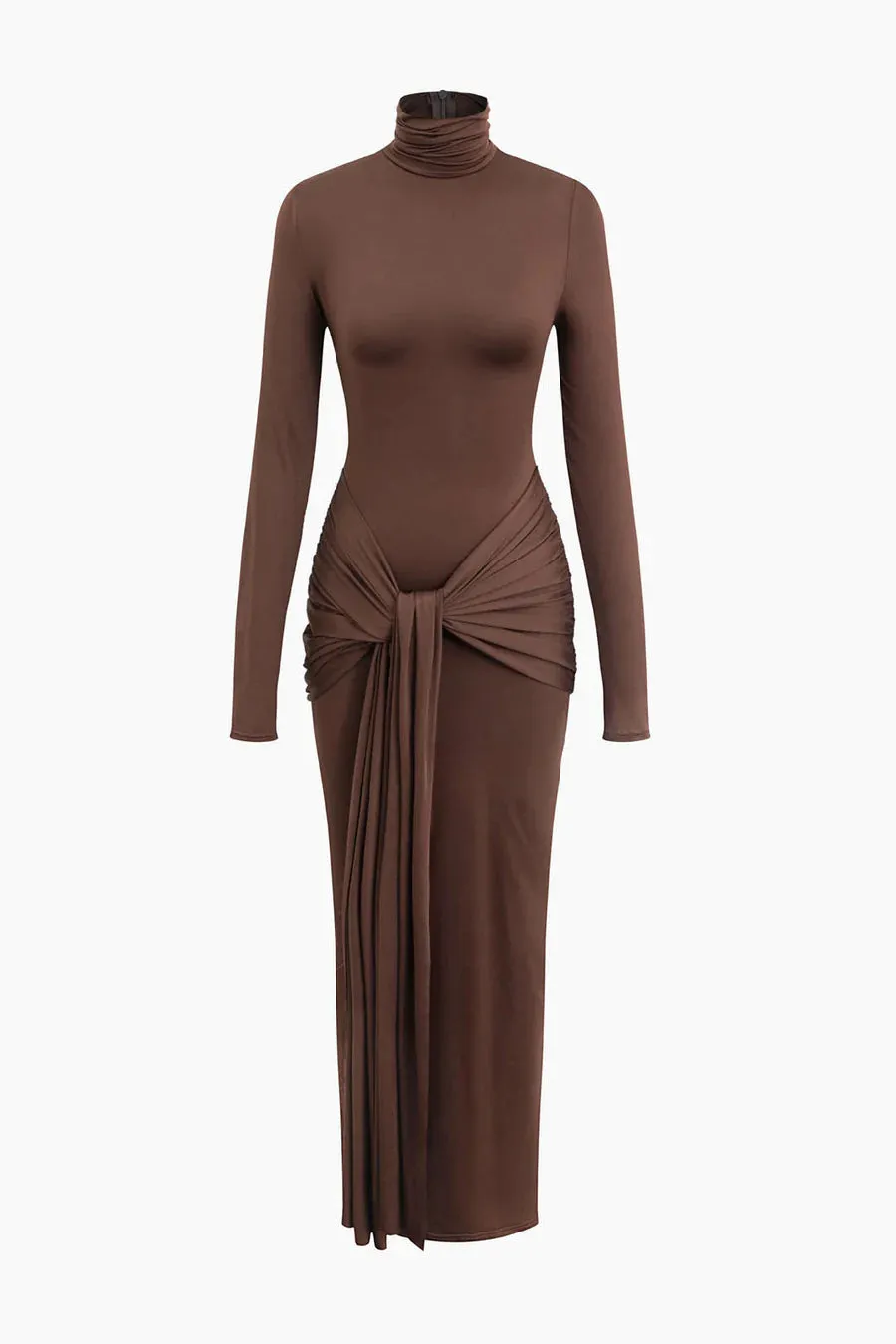 A&A Luxe High Neck Long Sleeve Maxi Bodycon Dress