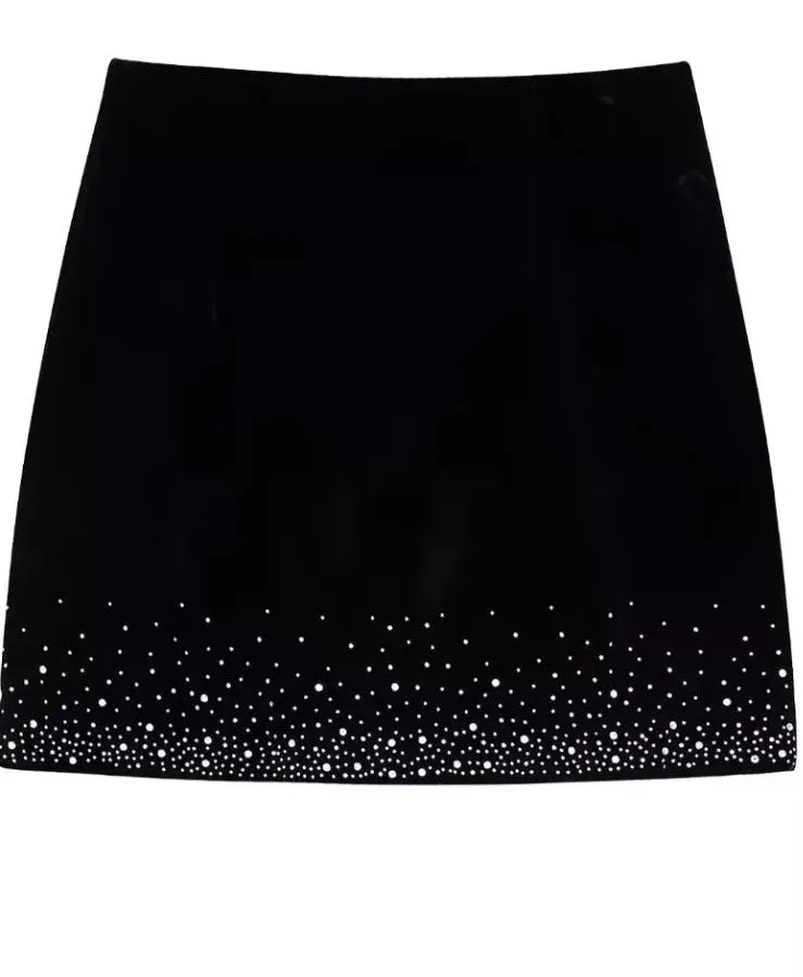 A&A Sequined Velvet Mini Skirt