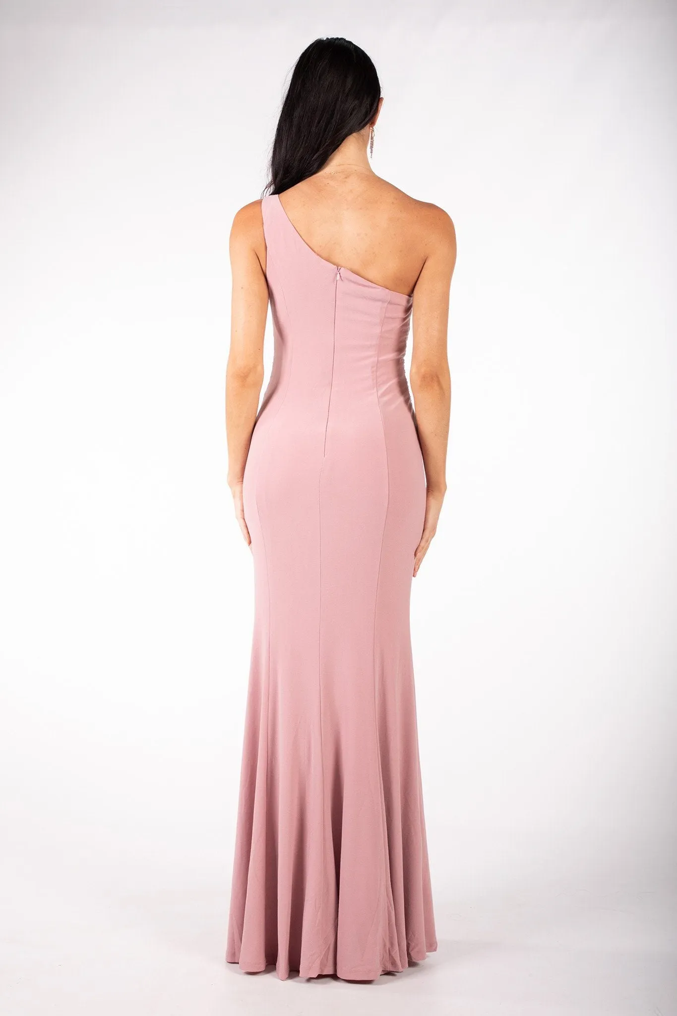 ABIGAIL One Shoulder Maxi Column Dress - Dusty Pink