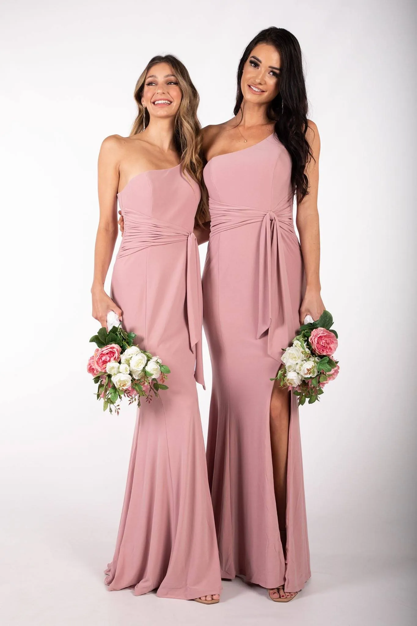 ABIGAIL One Shoulder Maxi Column Dress - Dusty Pink