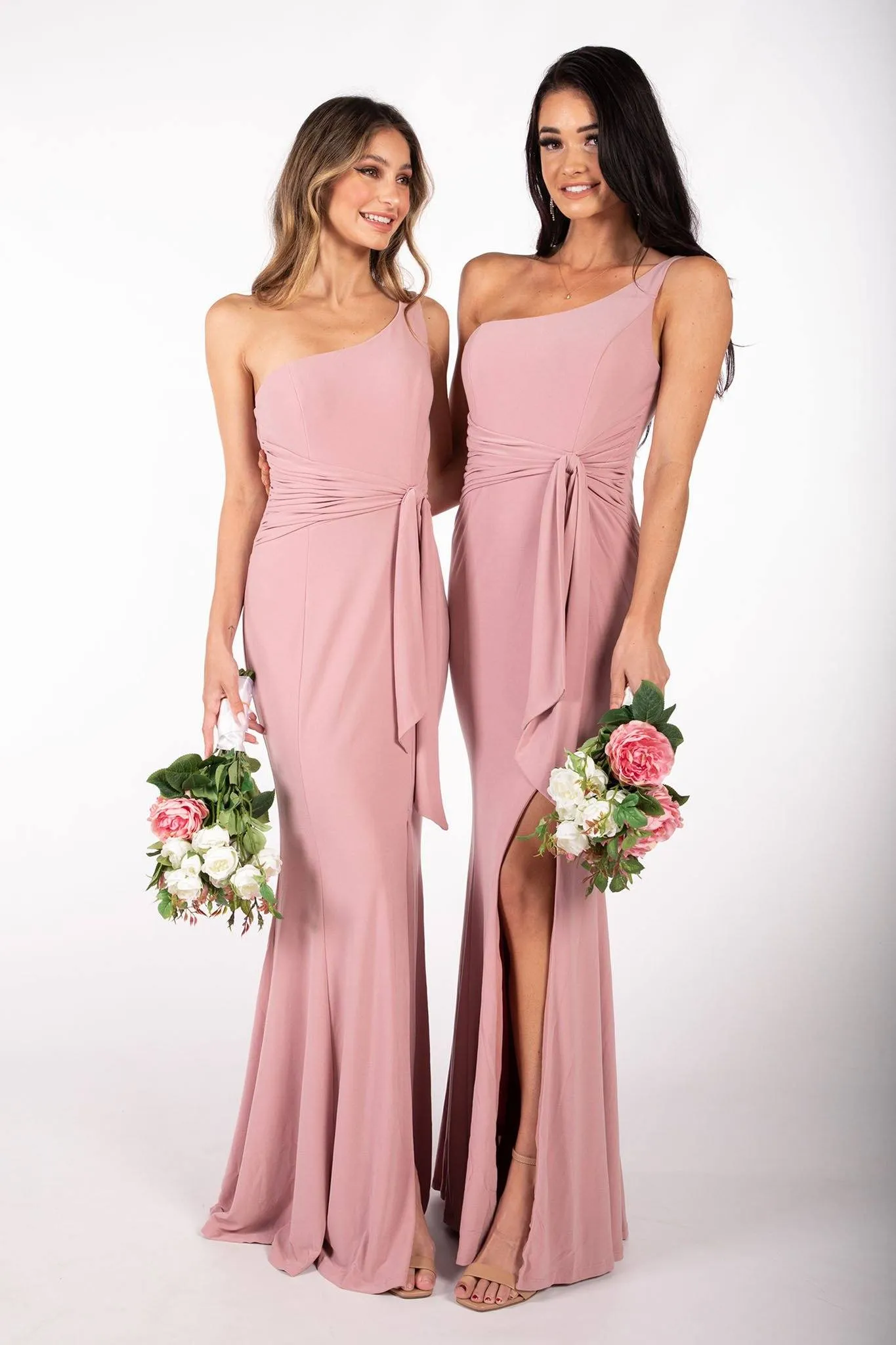 ABIGAIL One Shoulder Maxi Column Dress - Dusty Pink