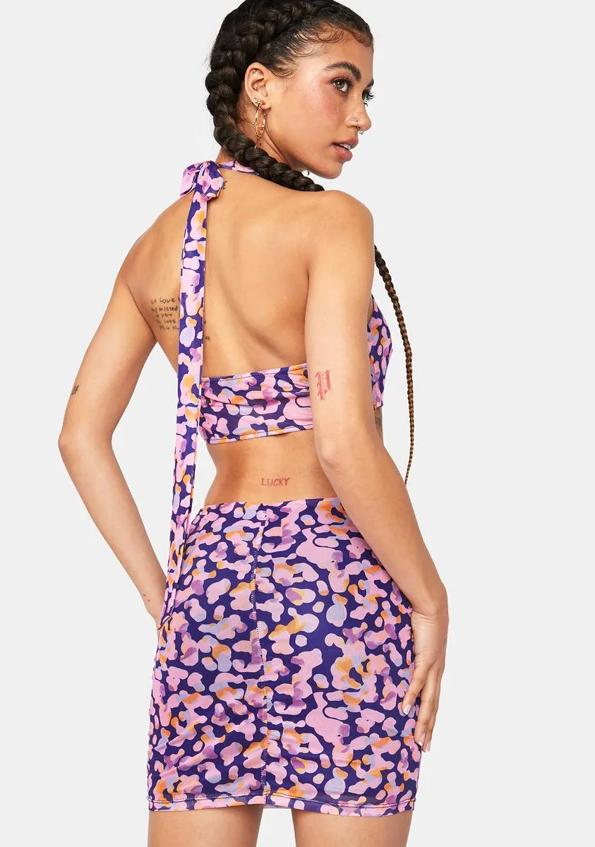 Abstract Baddie O-Ring Halter Dress