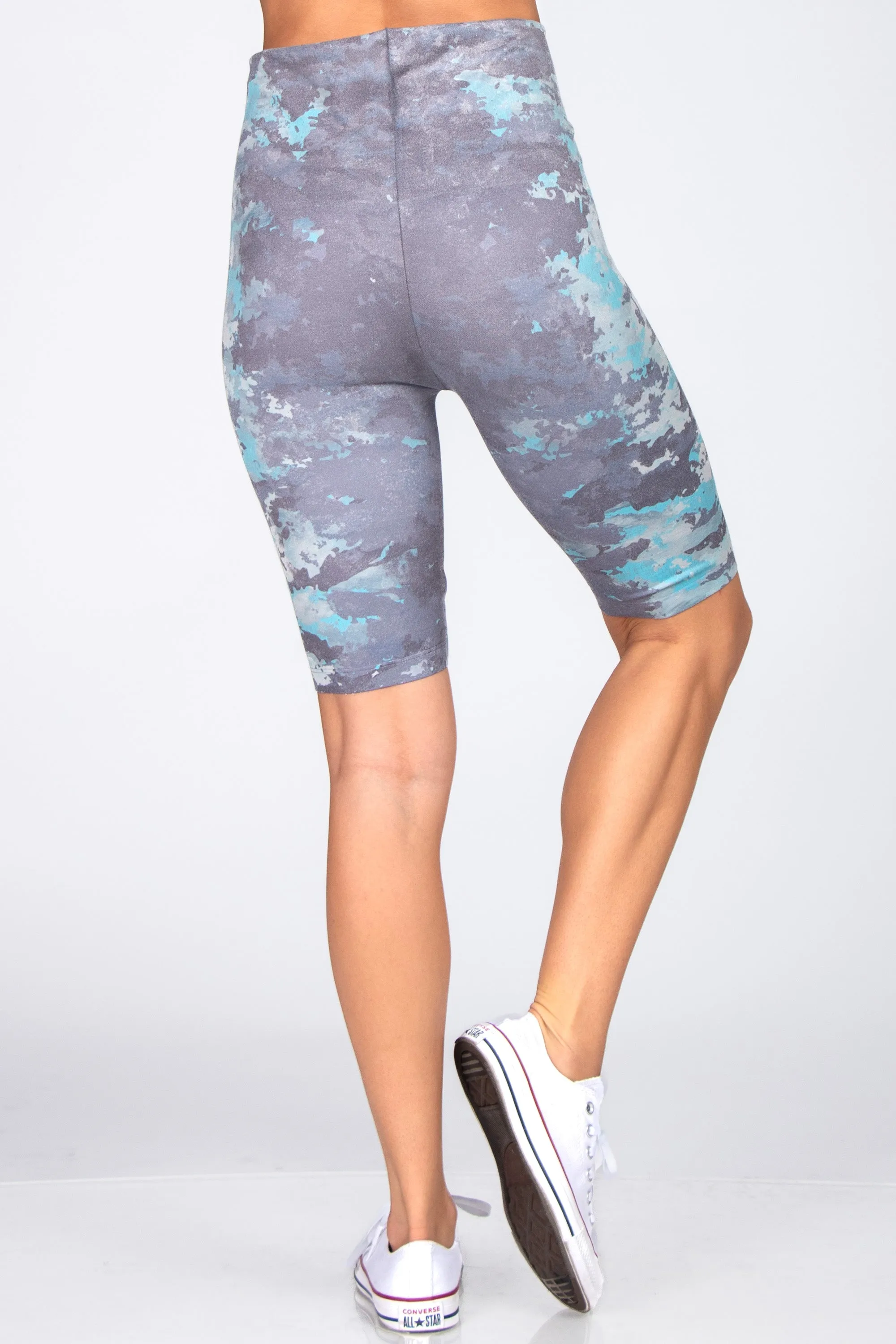 Abstract Fractal Camo Printed Legging Shorts