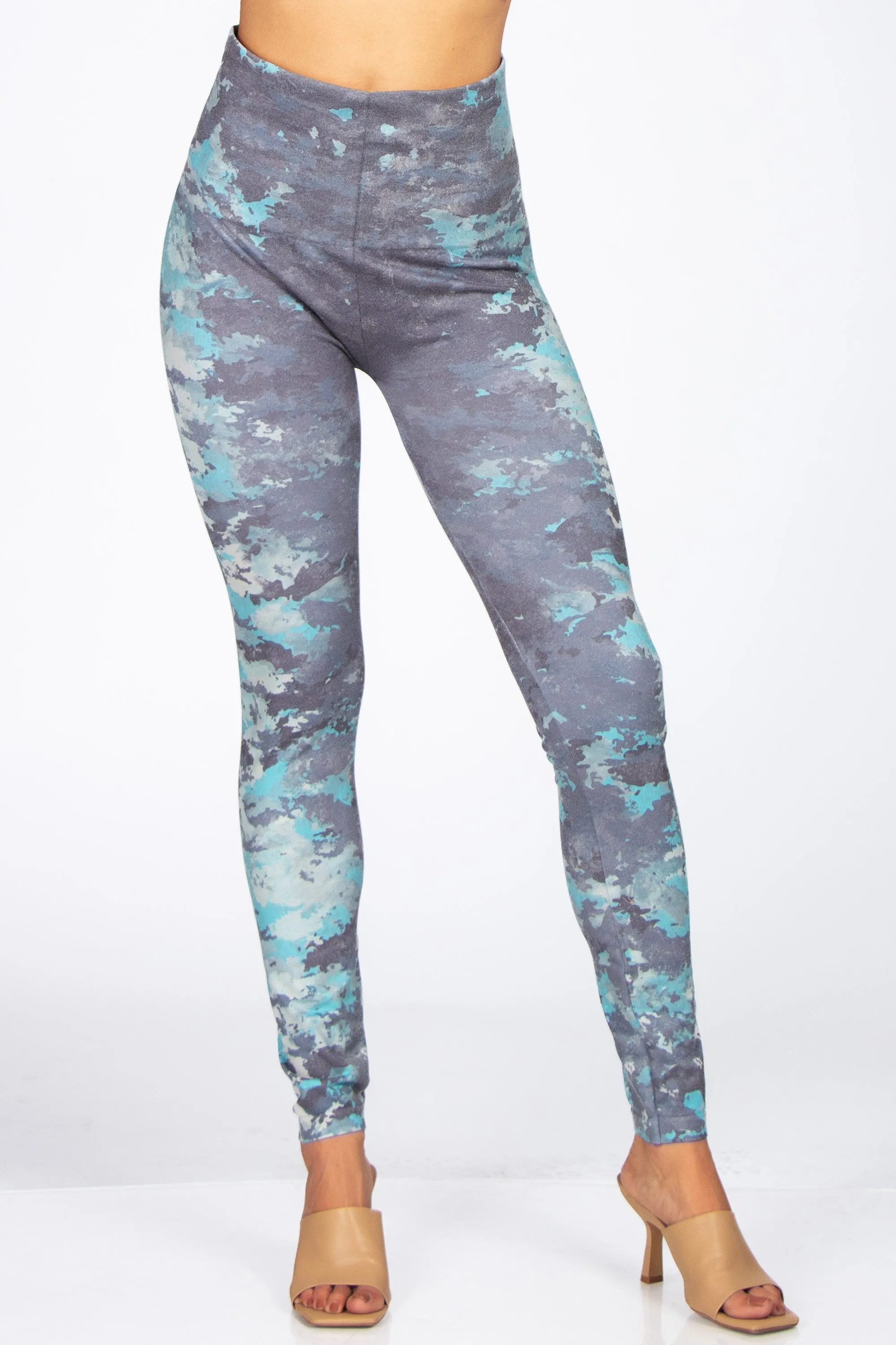 Abstract Fractal Camo Printed Leggings