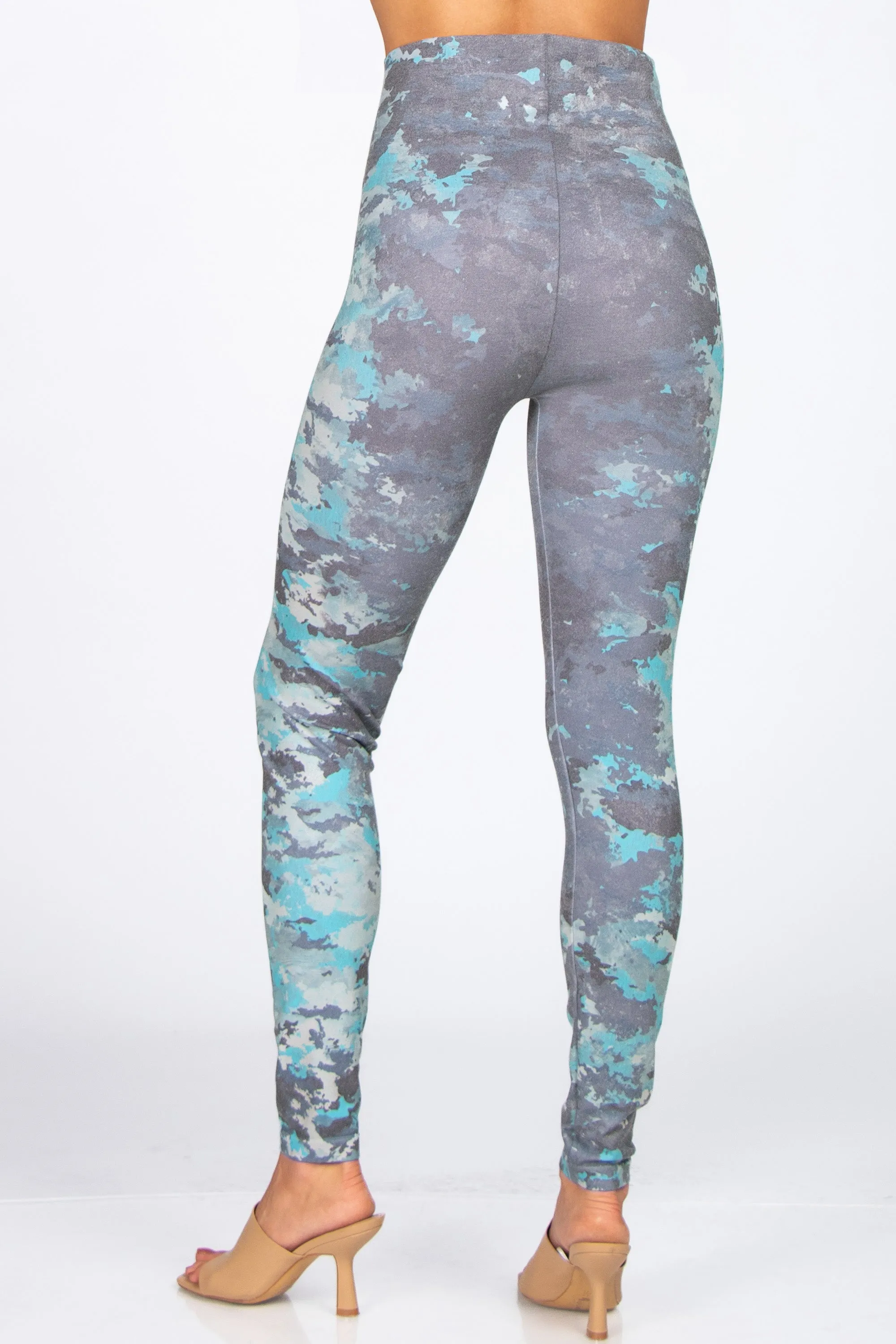 Abstract Fractal Camo Printed Leggings