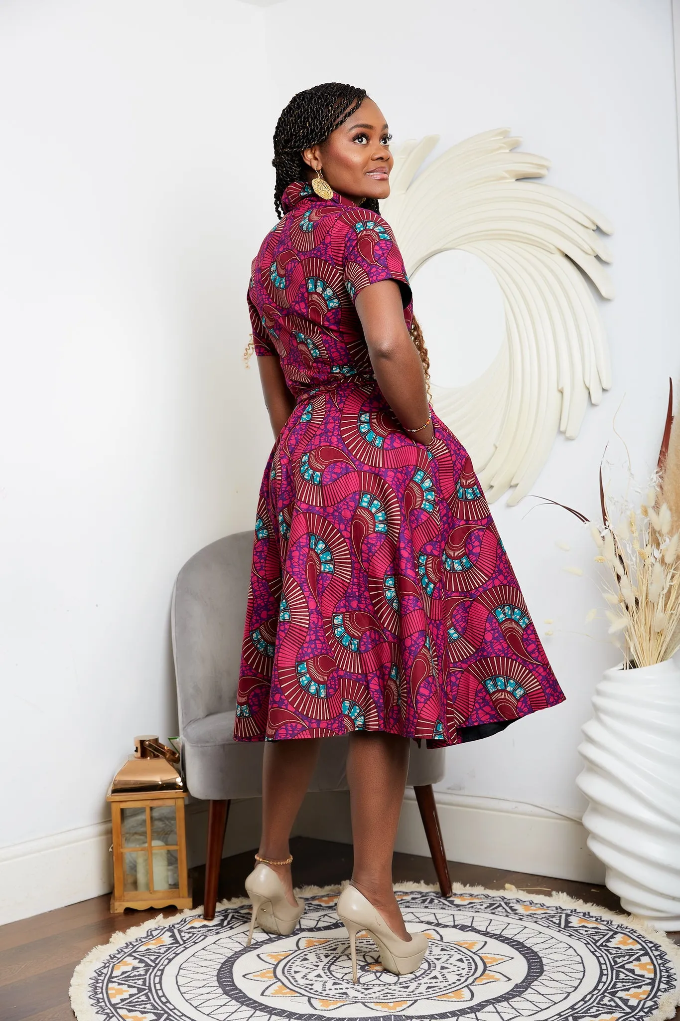 African Print Wrap Midi Dress - Uzoamaka