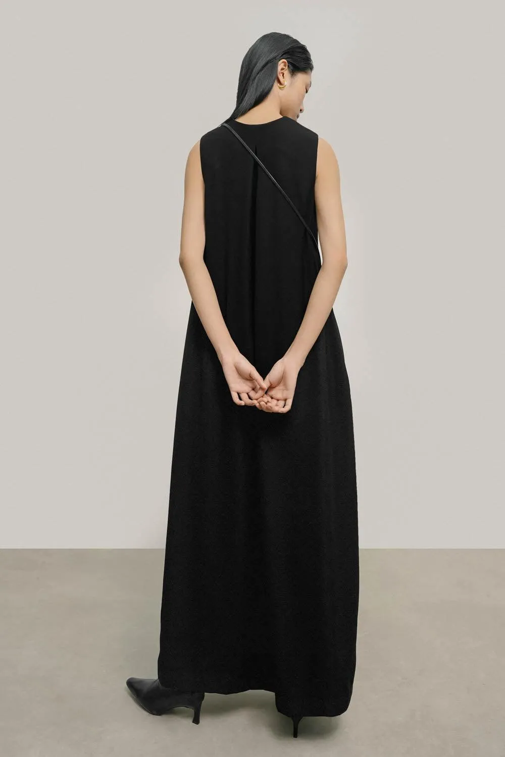 Agnes Straight Tank Crepe Maxi Dress