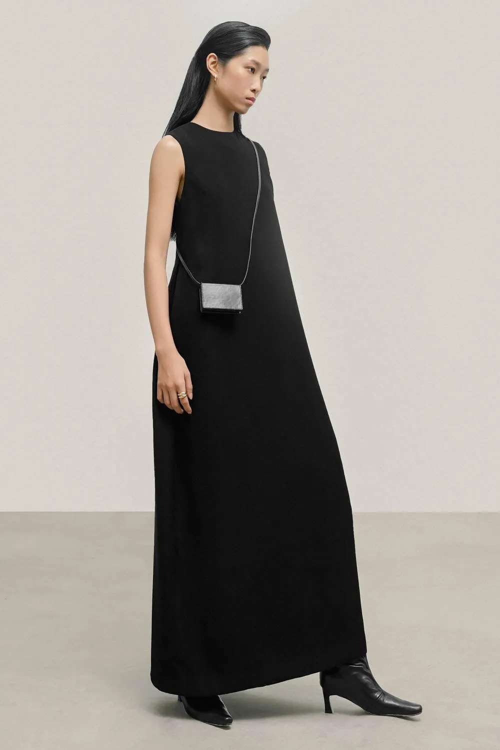 Agnes Straight Tank Crepe Maxi Dress