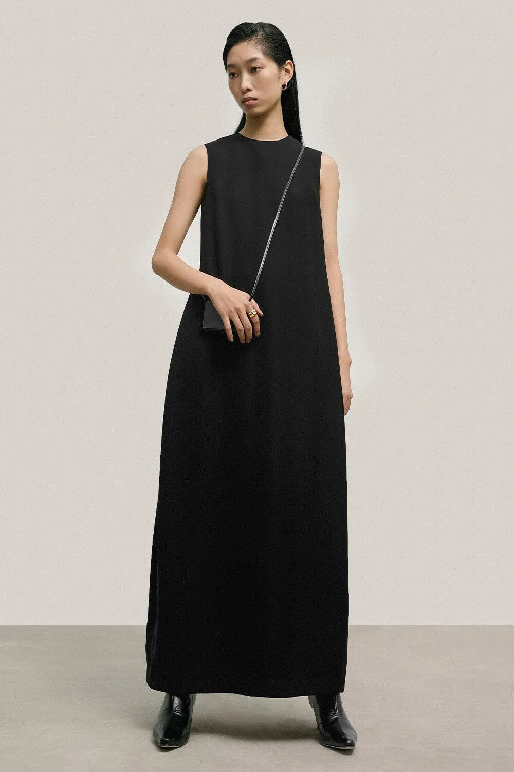 Agnes Straight Tank Crepe Maxi Dress