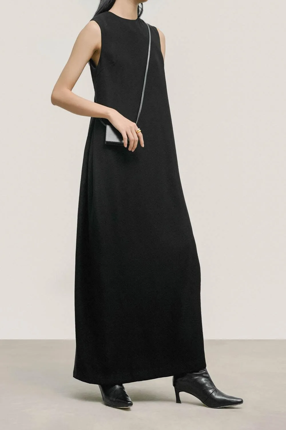 Agnes Straight Tank Crepe Maxi Dress