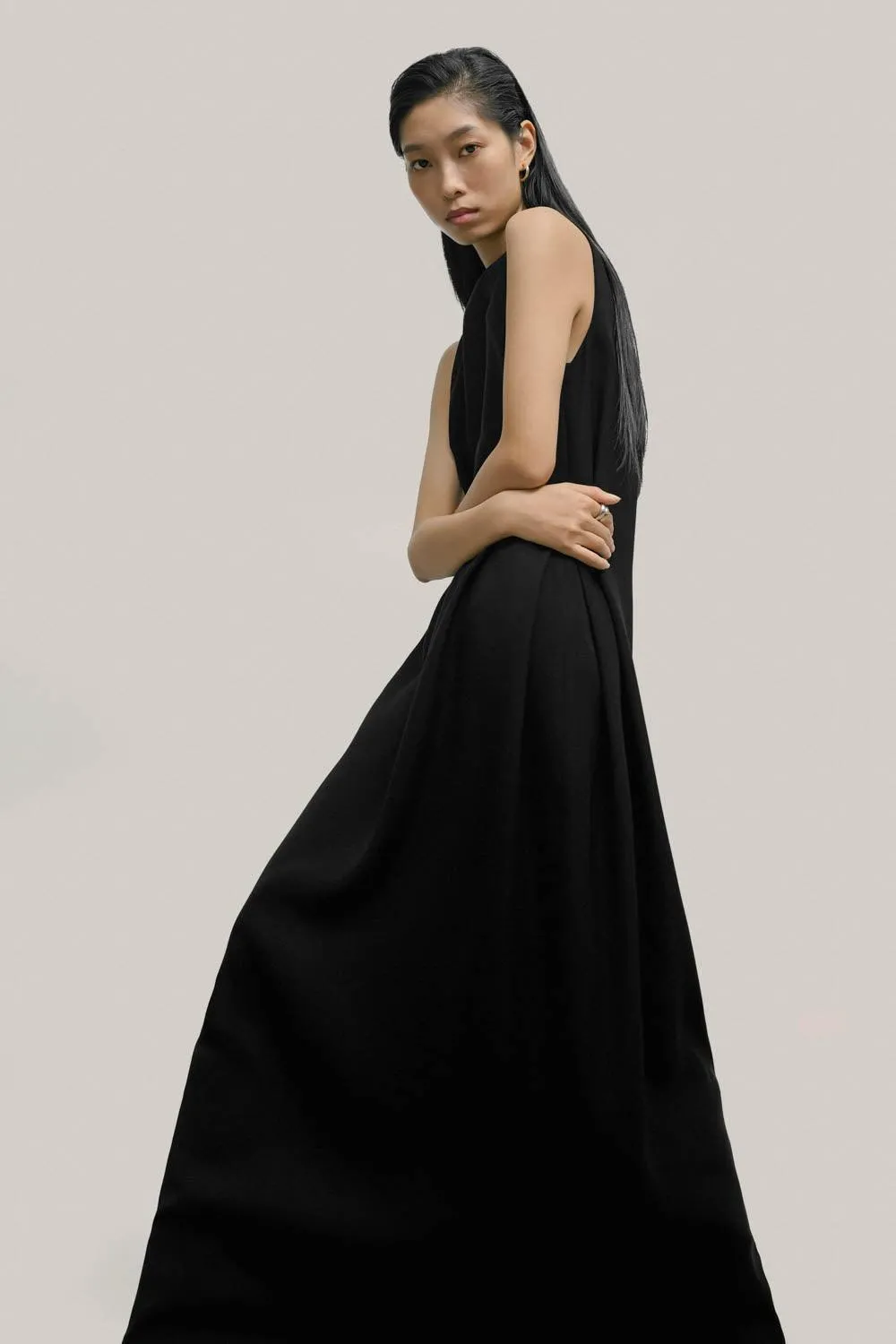 Agnes Straight Tank Crepe Maxi Dress