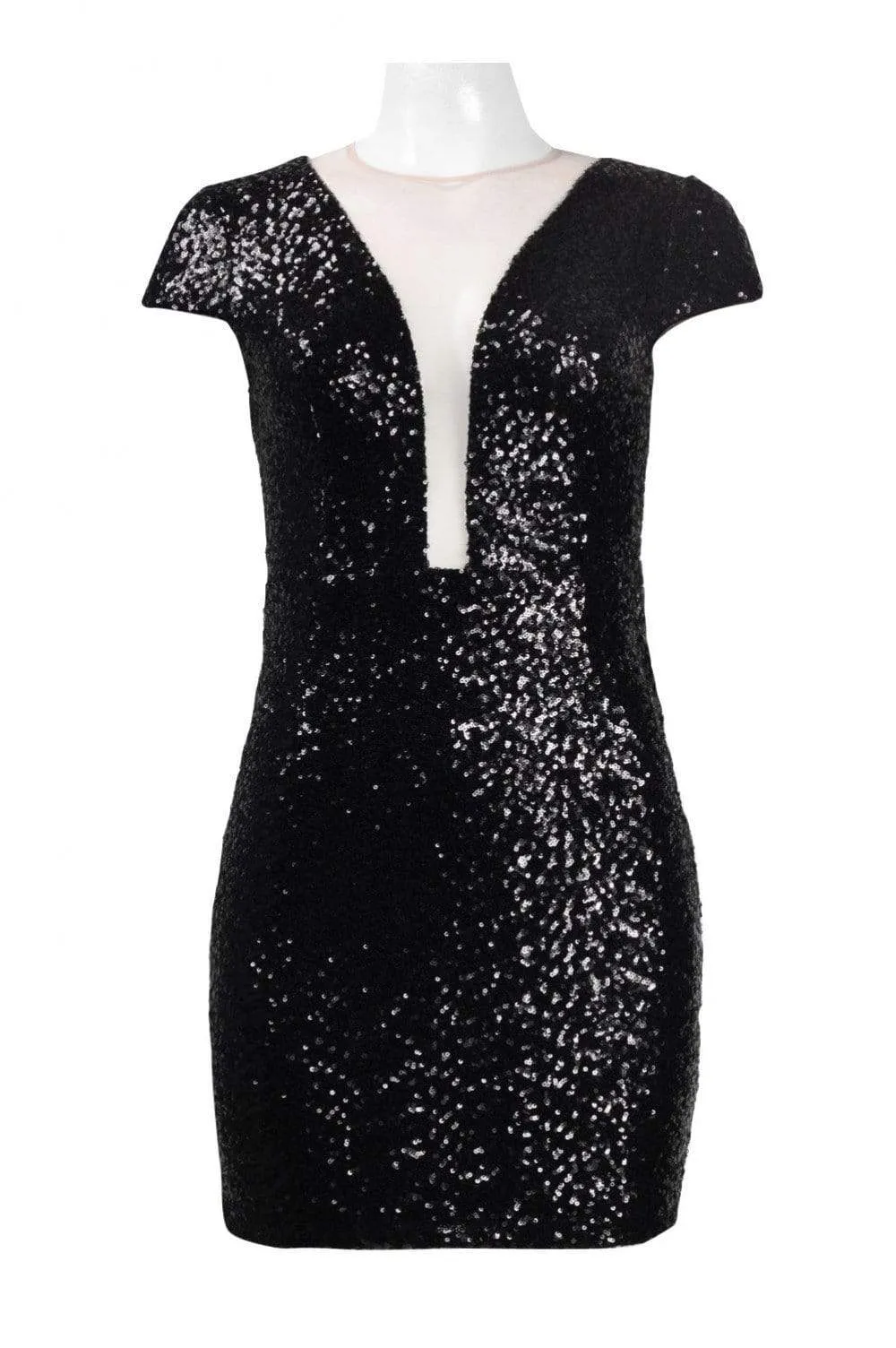 Aidan by Aidan Mattox - MN1E201994 Plunging Illusion Sequined Sheath Dress