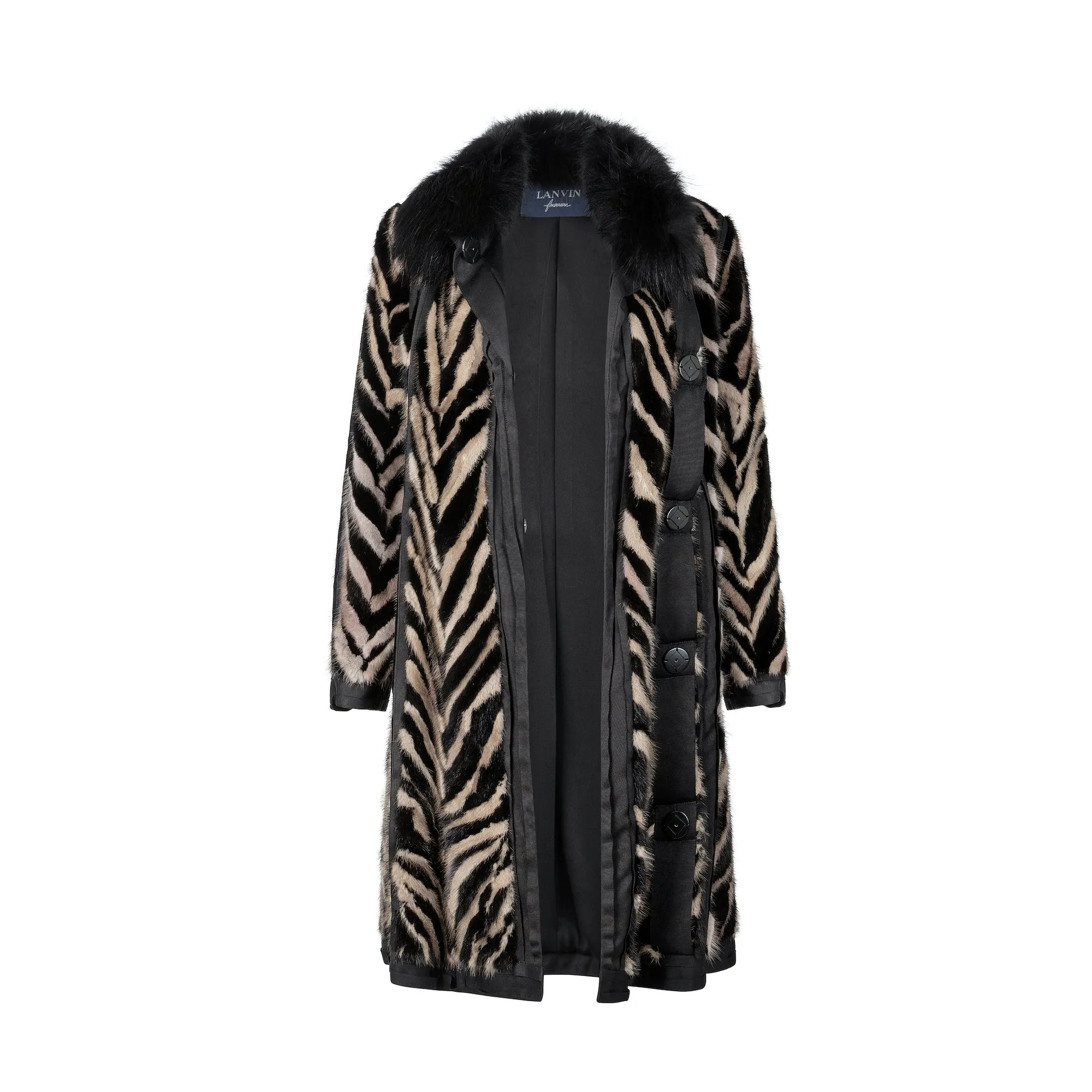 Animal Print Fur Collared Coat