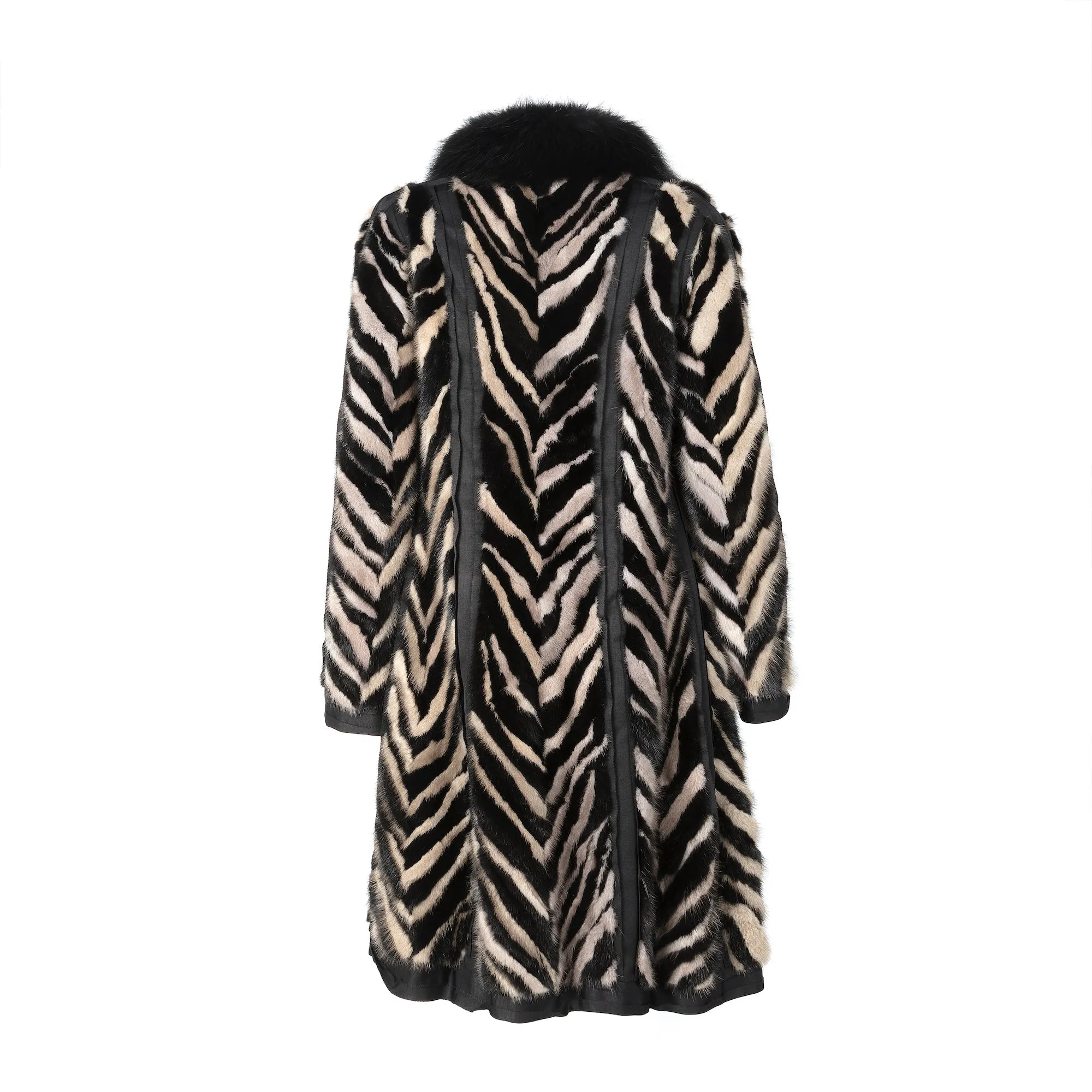 Animal Print Fur Collared Coat