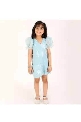 Aqua Blue Sequined A Line Dress