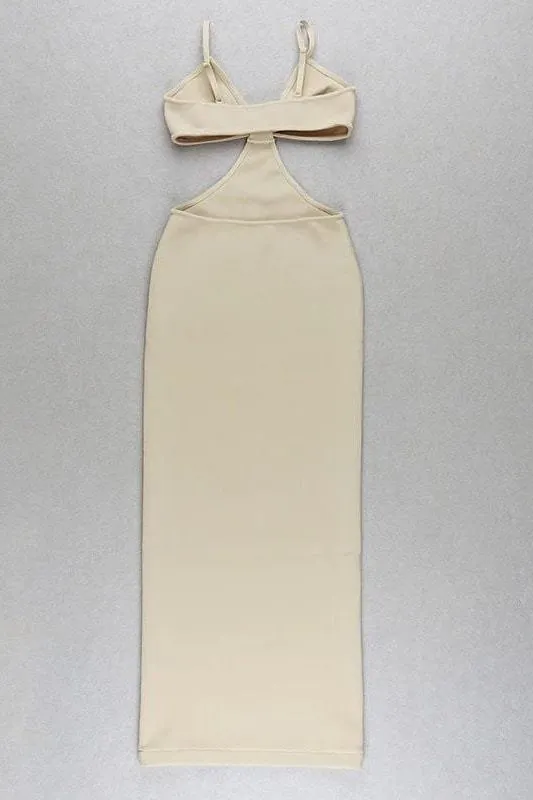 Aria Bodycon Day Maxi Dress - Cream