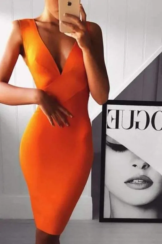 Ash Bandage Dress - Apricot Orange