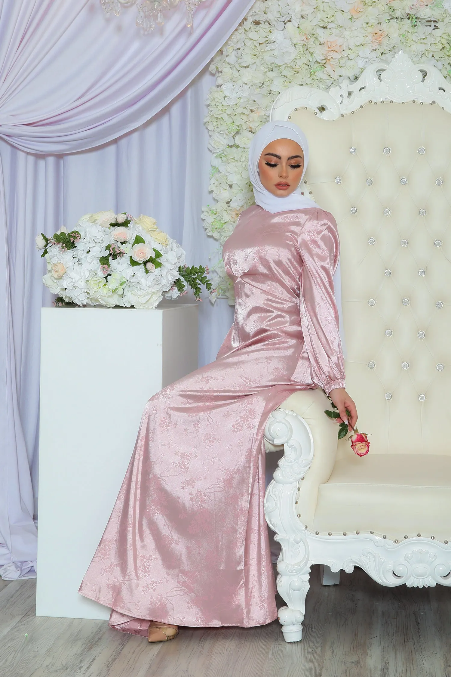 Ava Satin Dress - Rose