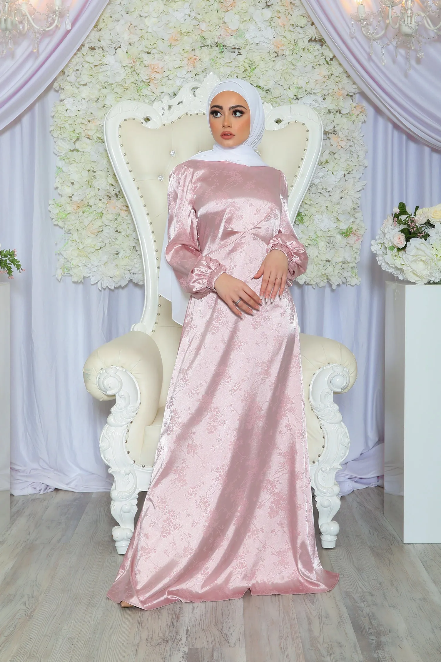 Ava Satin Dress - Rose