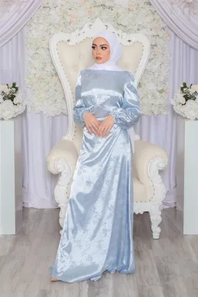 Ava Satin Dress - Sky