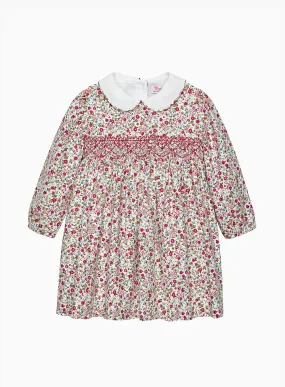 Baby Arabella Smocked Dress in Red Floral