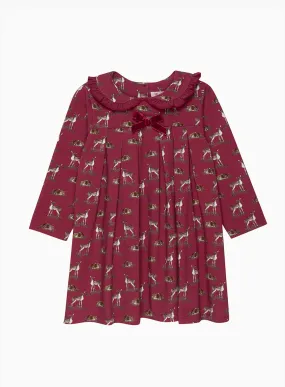 Baby Deer Jersey Dress in Berry