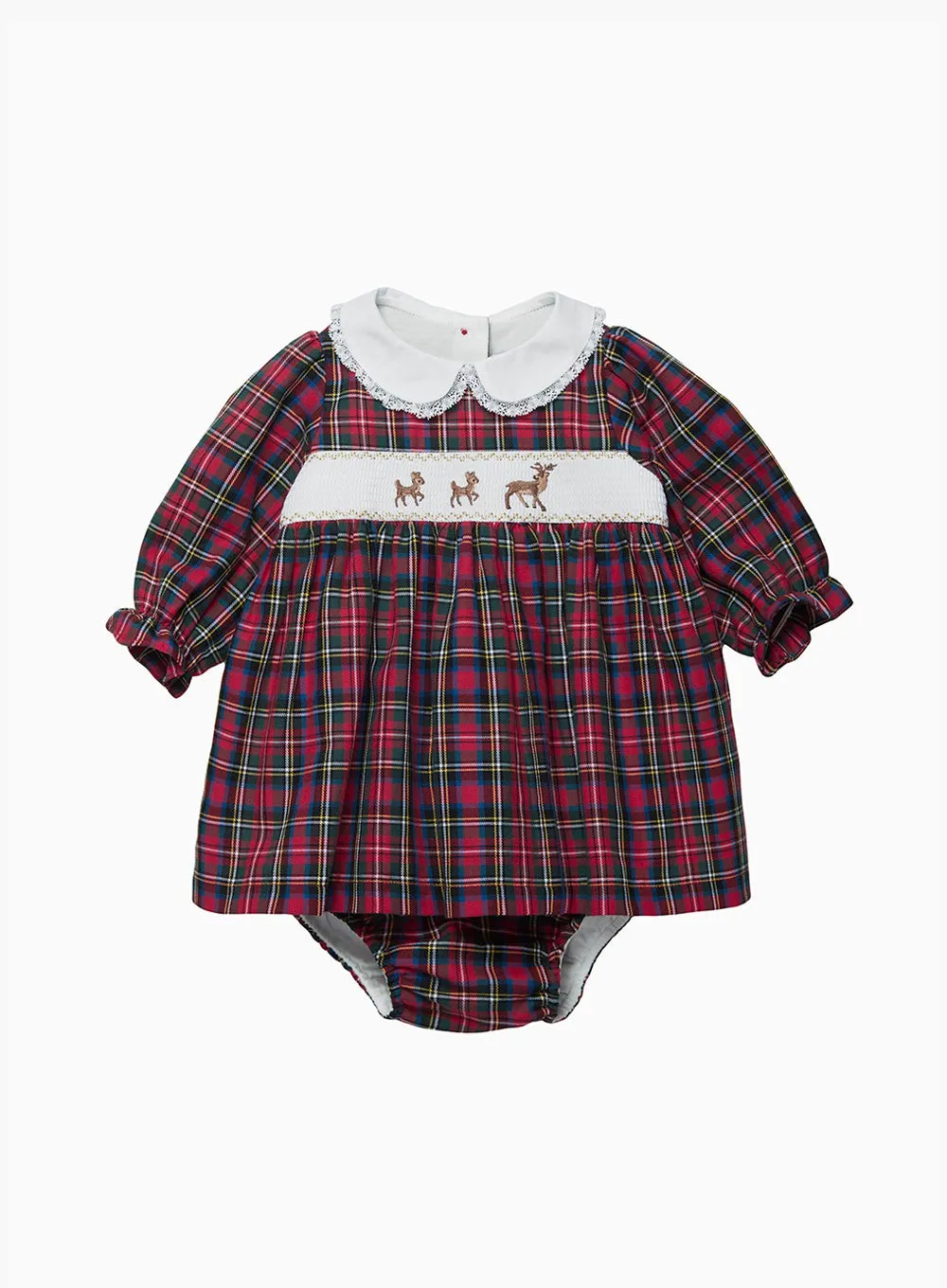 Baby Tartan Reindeer Smocked Dress