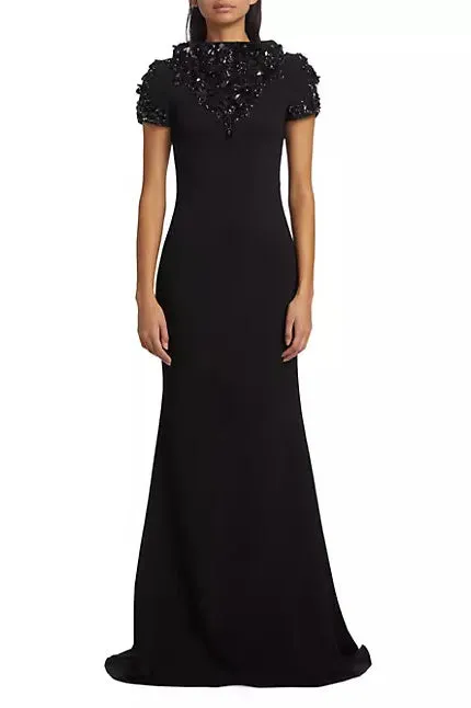 Badgley Mischka Embellished Boat Neck Column Gown - Wholesale