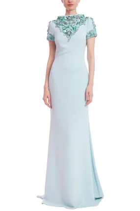 Badgley Mischka Embellished Boat Neck Column Gown - Wholesale