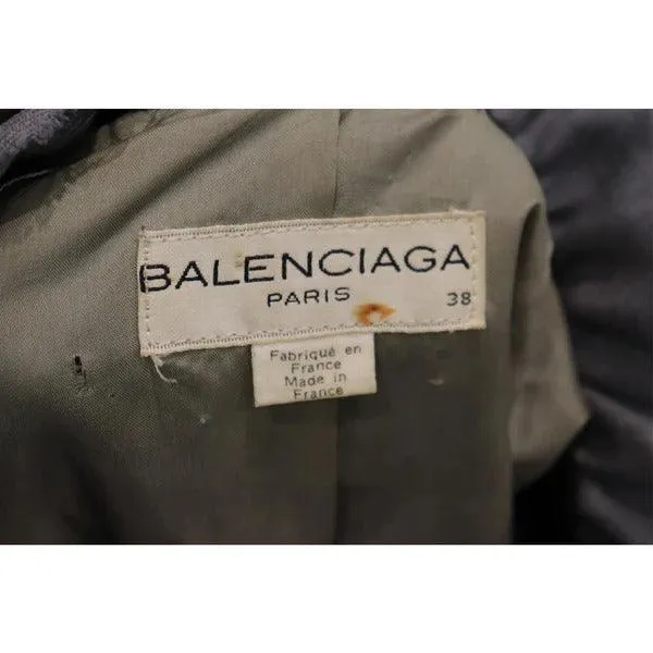 BALENCIAGA Grey Wool & Black Velvet Deconstructed Dress w/ Zippers Circa 1990s | Size 38