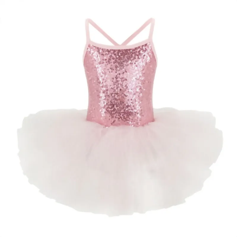 Ballerina Girls Costume Sequined Tutu Leotard Dance Wear Gymnastic Dress