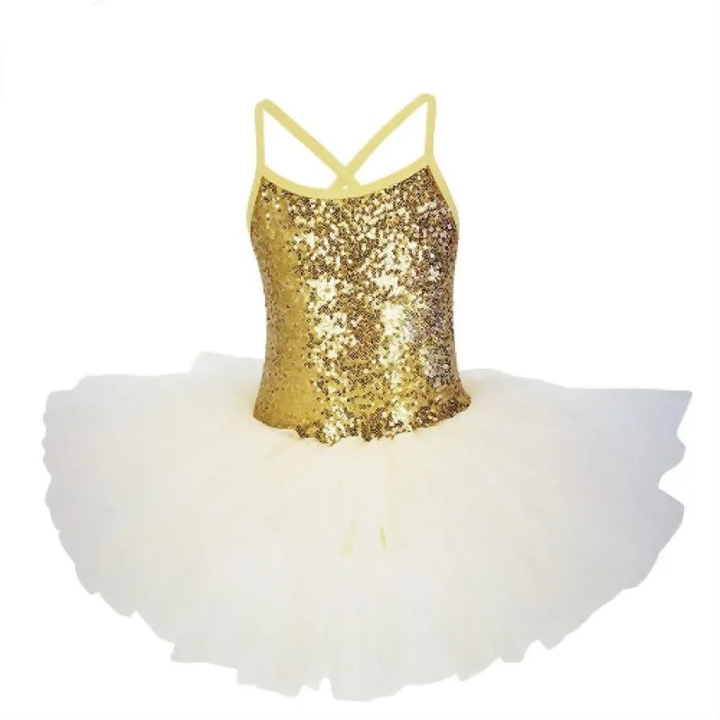 Ballerina Girls Costume Sequined Tutu Leotard Dance Wear Gymnastic Dress