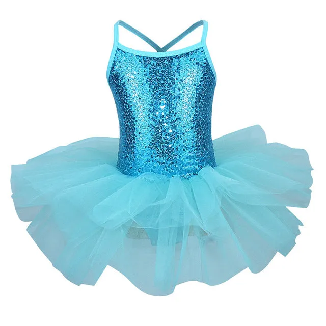 Ballerina Girls Costume Sequined Tutu Leotard Dance Wear Gymnastic Dress