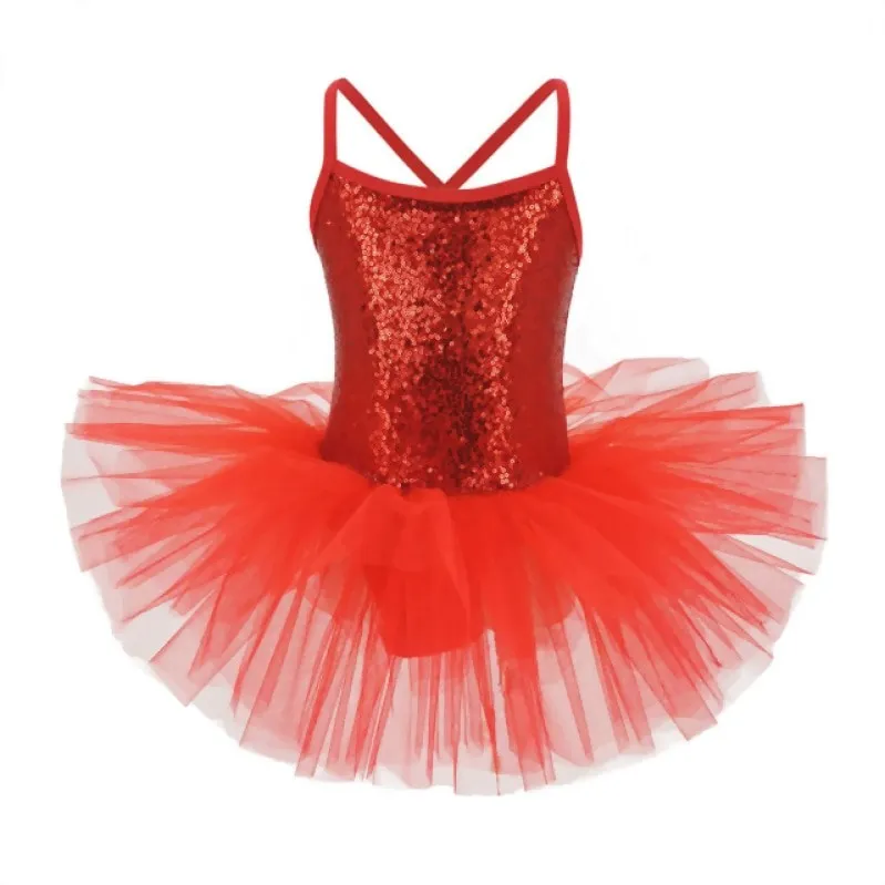 Ballerina Girls Costume Sequined Tutu Leotard Dance Wear Gymnastic Dress