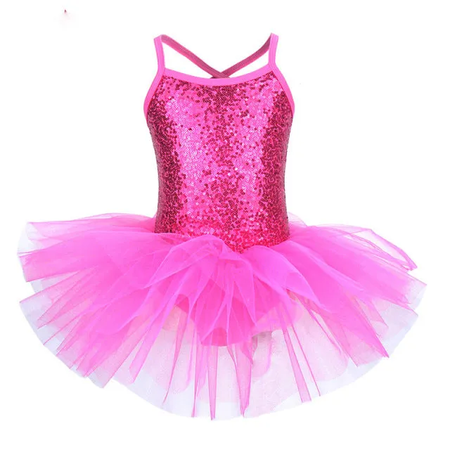 Ballerina Girls Costume Sequined Tutu Leotard Dance Wear Gymnastic Dress