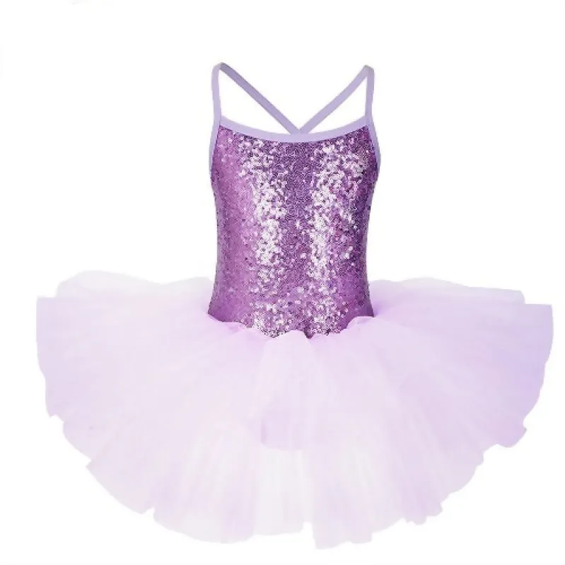 Ballerina Girls Costume Sequined Tutu Leotard Dance Wear Gymnastic Dress