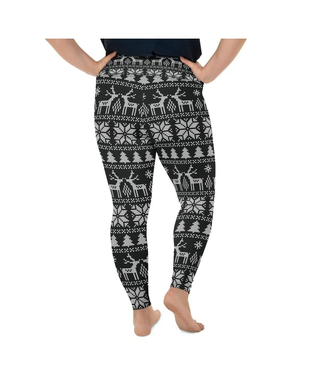 B&W Ugly Christmas Plus Size Leggings