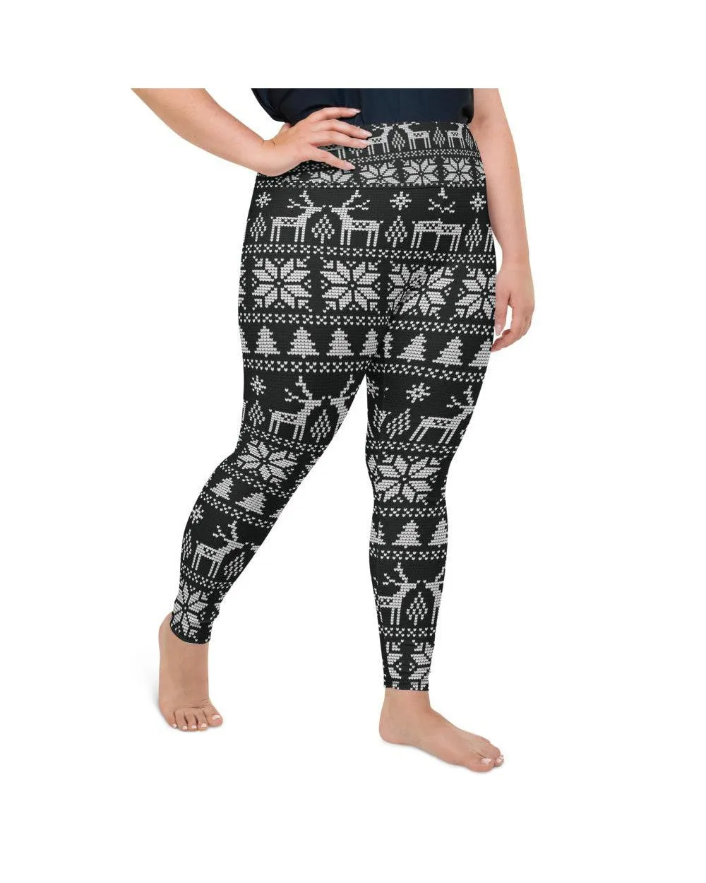 B&W Ugly Christmas Plus Size Leggings