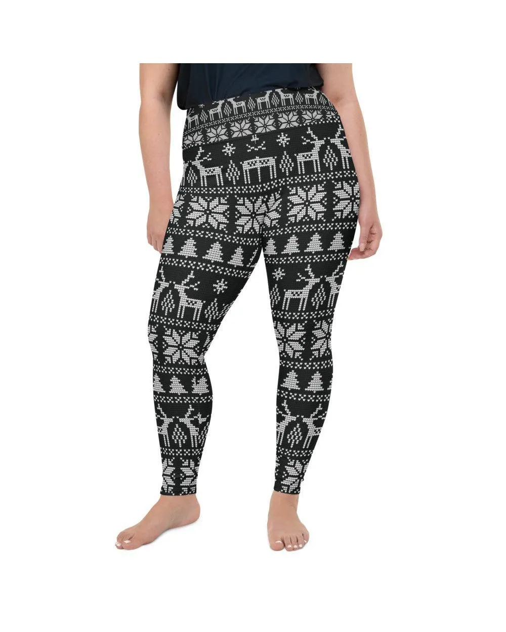 B&W Ugly Christmas Plus Size Leggings