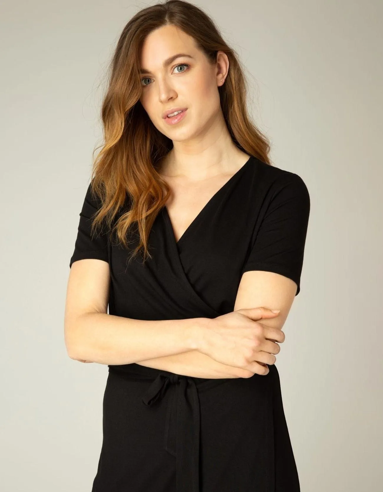 Base Level Yvie Wrap Dress BLACK