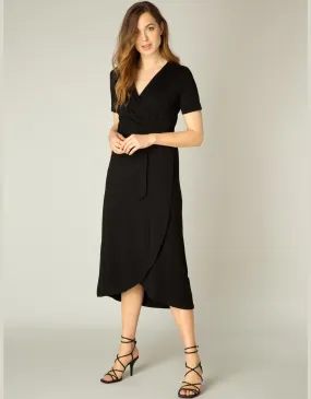 Base Level Yvie Wrap Dress BLACK