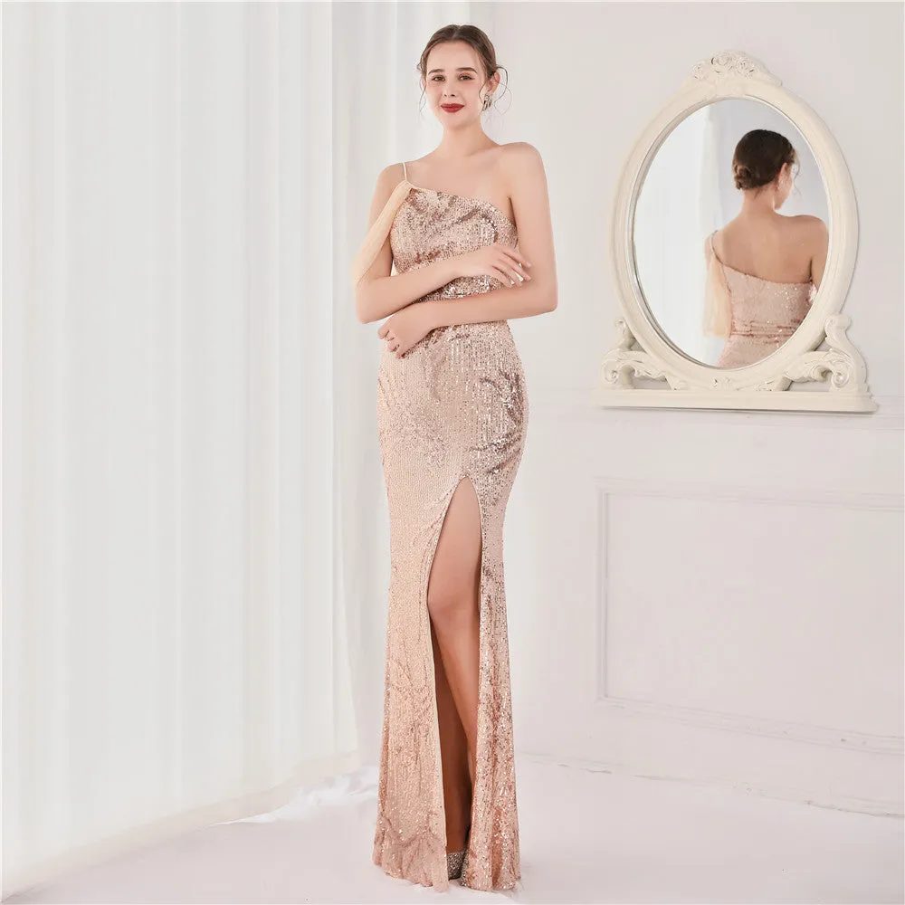 Beaded Sequined Long Evening Dress