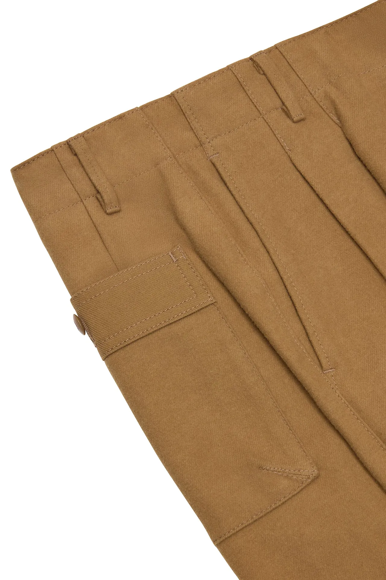 Beige Military Flannel Casual Trousers