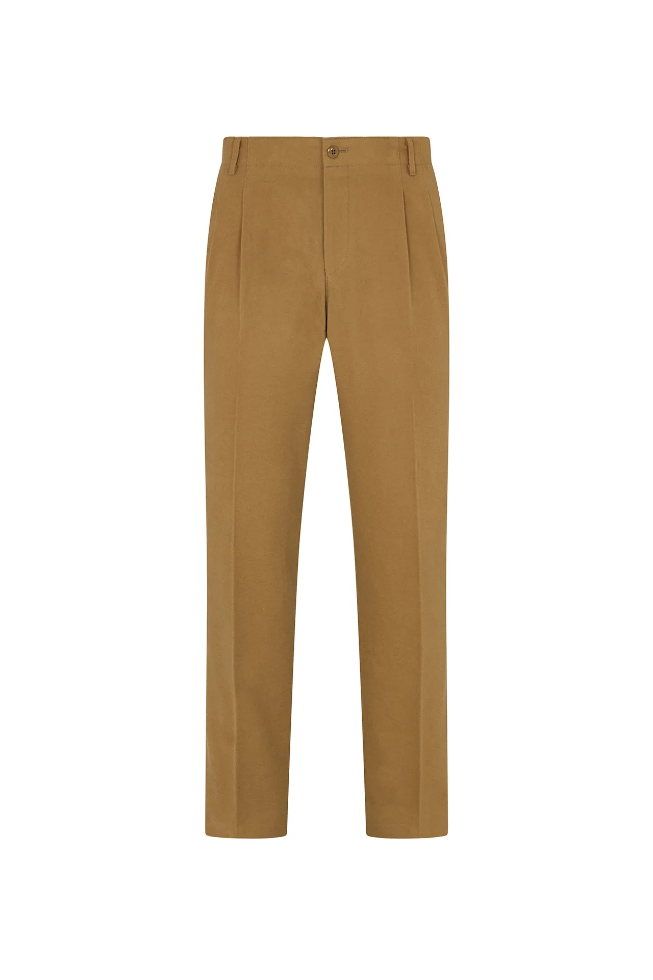 Beige Military Flannel Casual Trousers