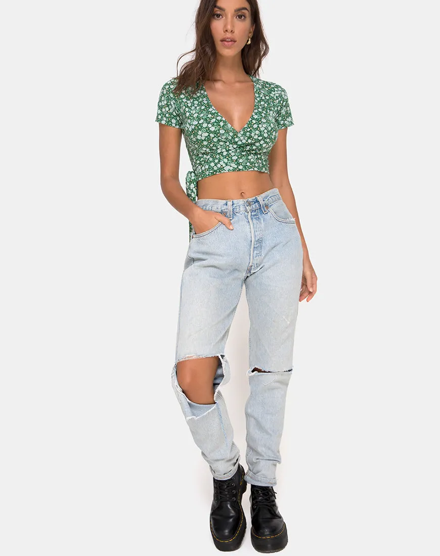 Bilen Top in Floral Field Green