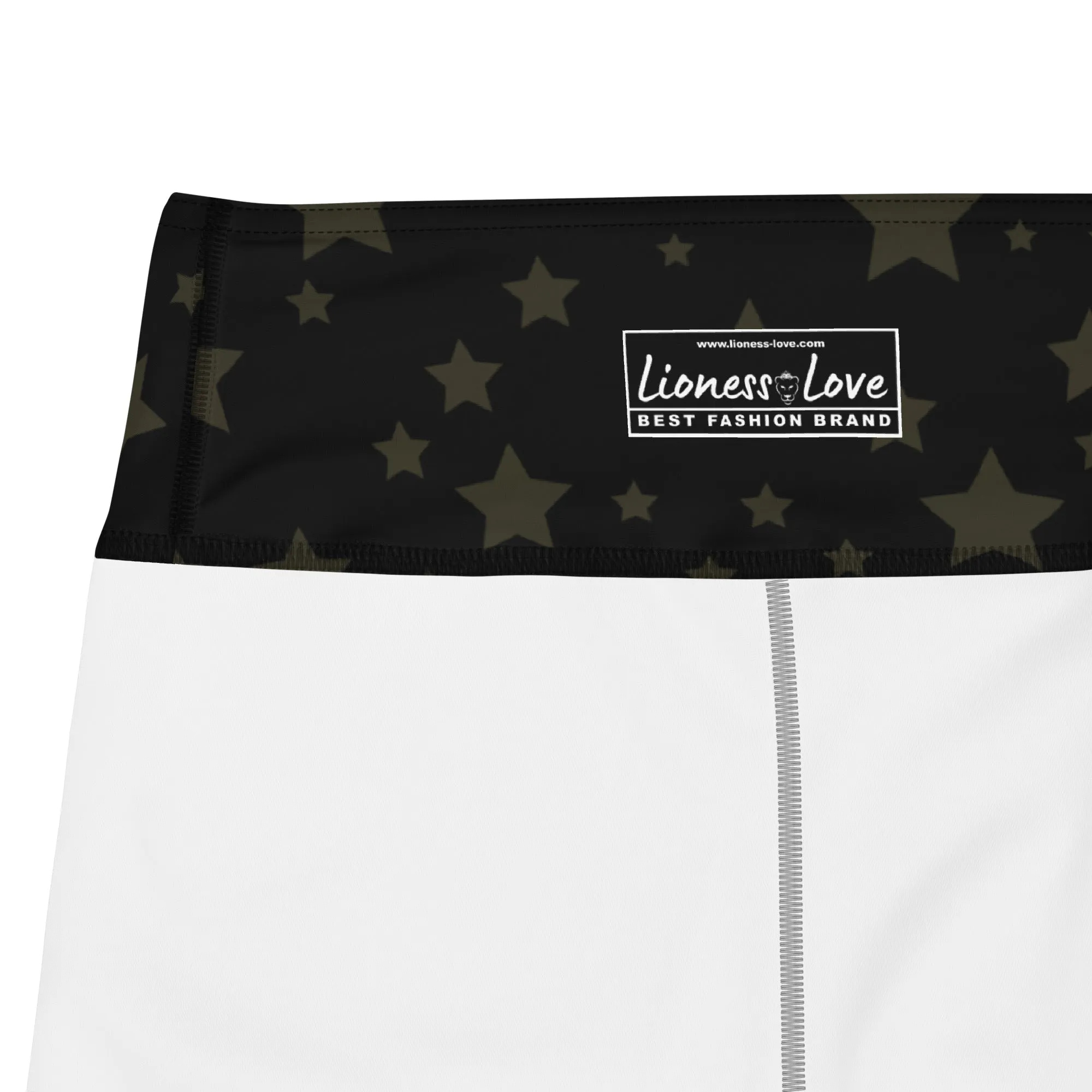 Black and Gold Stars Yoga Leggings, lioness-love